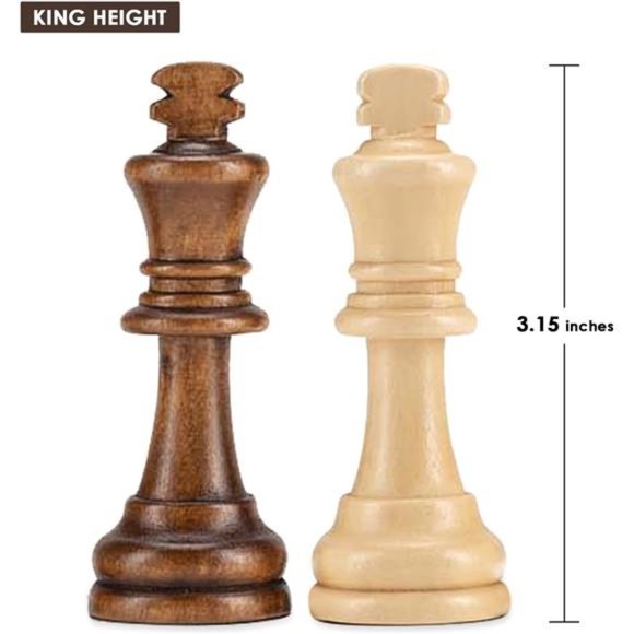 Wooden Chess Pieces Only,Staunton Style Wood Chessmen with 3.15"King-Storage Bag - Picture 4 of 7